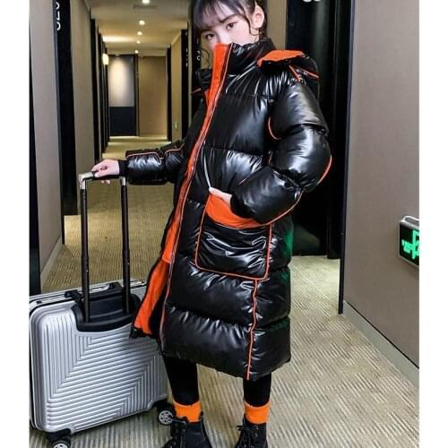 Fashion glossy cotton coat Thicker Warm Hooded Park Children oversize Outerwear kids winter cotton down jackets for girl Y3424