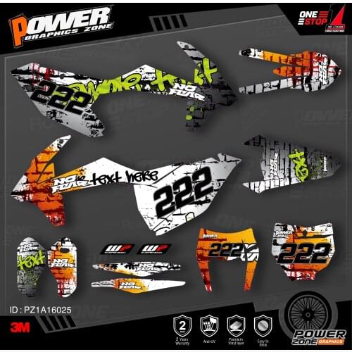 PowerZone Custom Team Graphics Backgrounds Decals 3M Stickers Kit For KTM SX SXF MX 16-18 EXC XCW Enduro 17-19 125 to 500cc 25