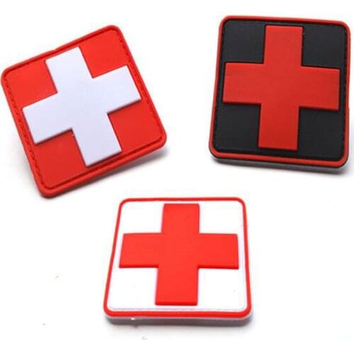 Pvc Armband With Red Cross Medical Red Bottom / White / Black Bottom Rescue Chapter Outdoor Waterproof Morale Military Badge