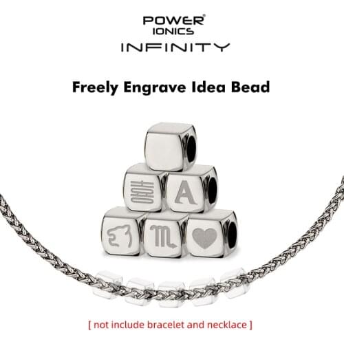 Power Ionics 1pc New Trendy 8mmx8mm IDEA BEAD Pendant Accessories For INFINITY Series Men Women Bracelet Anklet Necklace