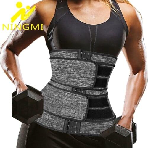NINGMI Slimming Belt Pulling Underwear Women Waist Trainer Slim Body Shaper Tummy Trimmer Neoprene Sauna Belt Fajas Cincher
