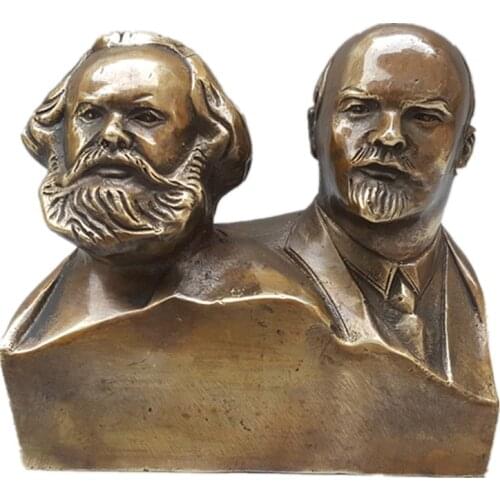 SALES GREAT COMMUNIST MARX AND LENIN BUST BRONZE STATUE FIGURINES BRONZE CRAFTWORK LIVING ROOM OFFICE ORNAMENTS L3428