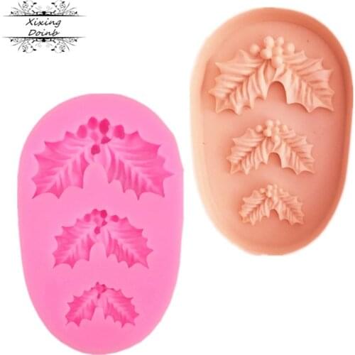 Christmas red fruit cherry tree silicone jelly mold cake decoration tools Candy Chocolate Mold