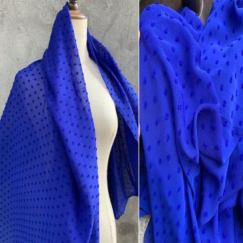 Blue black fashion color butterfly pattern printed chiffon fabric, by meter