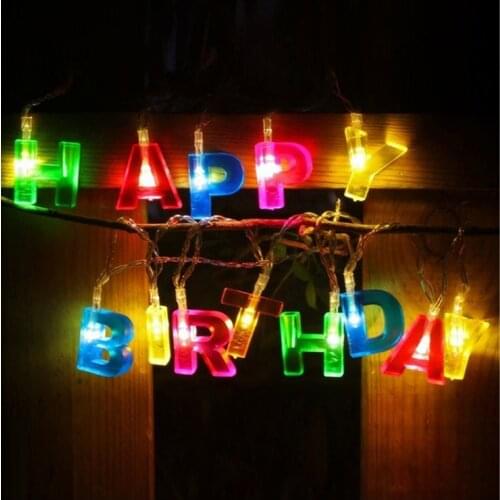 LED HAPPY BIRTHDAY Letter Shaped Battery Operated String Lights Birthday Party Decor Supplies