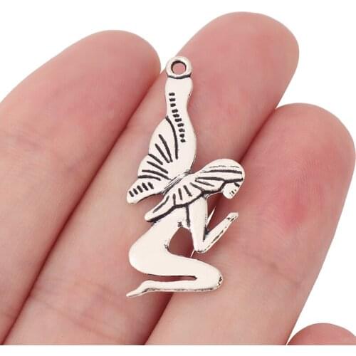 30 x Tibetan Silver Angel Butterfly Fairy Charms Pendants Beads for DIY Necklace Jewelry Making 34x15mm
