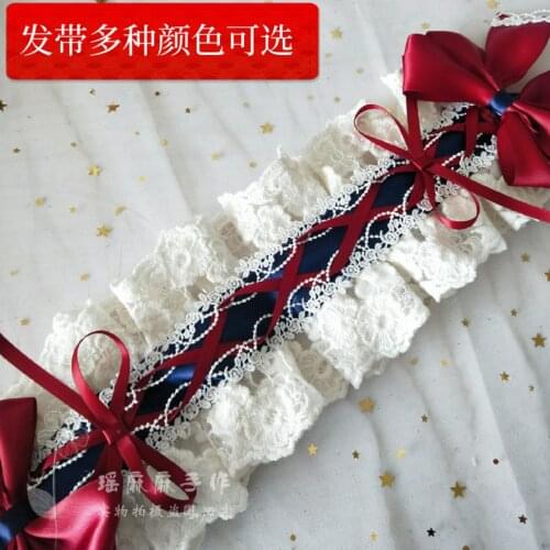 Japanese style SOFT Girl Lolita White Lace Headdress Lolita Sweet Versatile KC Hair Band Can Take a Tradescantia Sillamontana