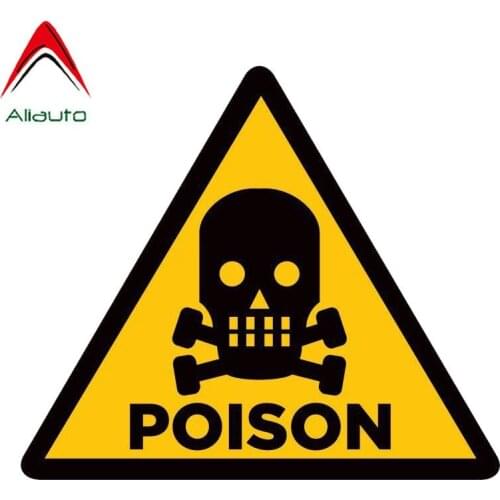 Aliauto Funny Car Sticker Warning Poison Skull Cover Scratch Decal PVC Waterproof for Honda Civic Mitsubishi Lada Kia,16cm*14cm