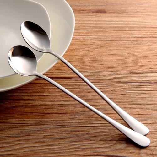 1pcs Coffee Spoon Stainless Steel Long Handle Coffee Drink Spoon Ice Cream Dessert Tea Stirring Spoon Picnic Kitchen Tools
