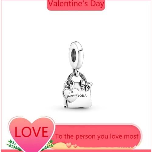 100% 925 Silver New Noble Womens Handbag Beads Are Suitable For The Original Pandora Bracelet Womens Diy Charm Jewelry