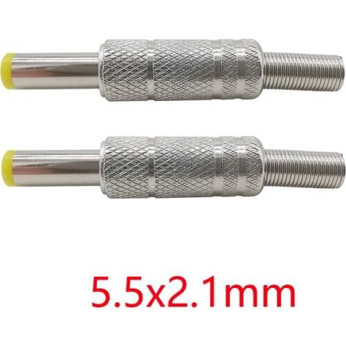 2/5/10Pcs Metal 5.5x2.1mm DC Power Male Plug Jack Connector With Spring 5.5*2.1mm DC Adapter