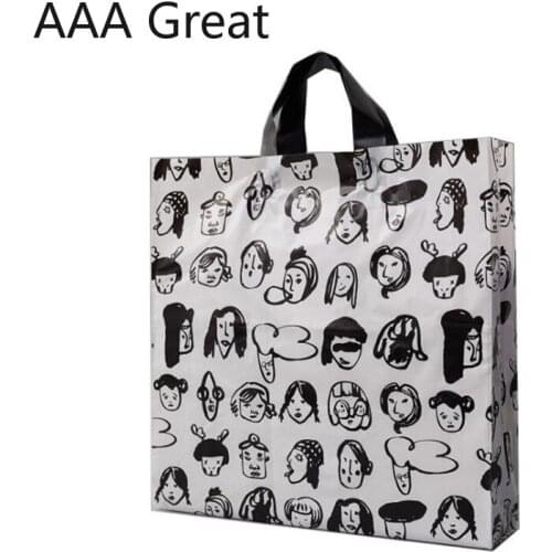 50Pcs/Lot Plastic Bag Clothing Handbag Gift Cosmetic Bags Handle Clothes Shoes Shopping Packaging Supermarket Pouches Food Candy