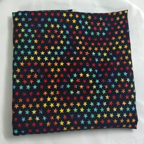 50x105cm Black Rainbow Colorful Fivestar Printed Cotton Fabric Five Star Fabric Patchwork for Cloth Dress Party Home Decoration