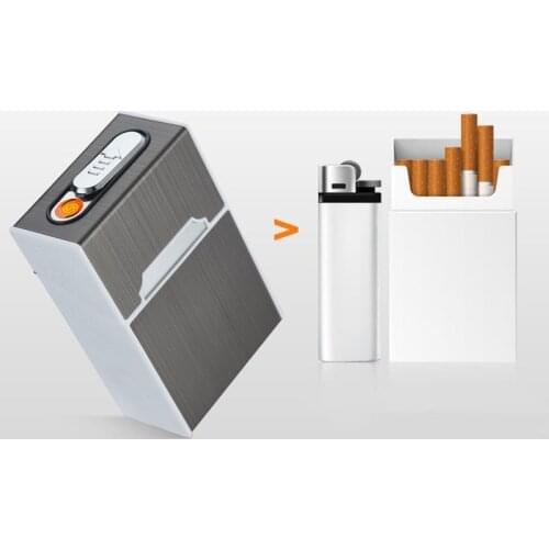 2-in-1 Cigarette accessories Case USB Charging Box Charging Windproof Lighter for Smoking Mens Gift