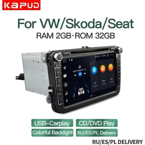 Kapud 8'' Android 10 Car Autoradio Multimedia Radio Player For Volkswagen Skoda Seat Octavia Golf Touran Passat B6 Polo GPS