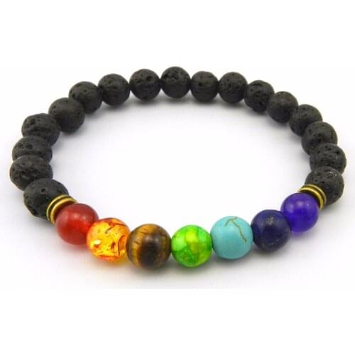 Natural stone bracelet 8mm energy volcanic rock chakra 7 - color 7 - pulse lun hand chain bracelet