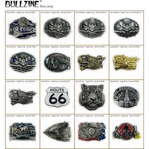 Bullzine Zinc alloy retro US air force Skull Wolf Route 66 belt buckle Western Mechanic Eagle Tiger Dragon Music belt buckle