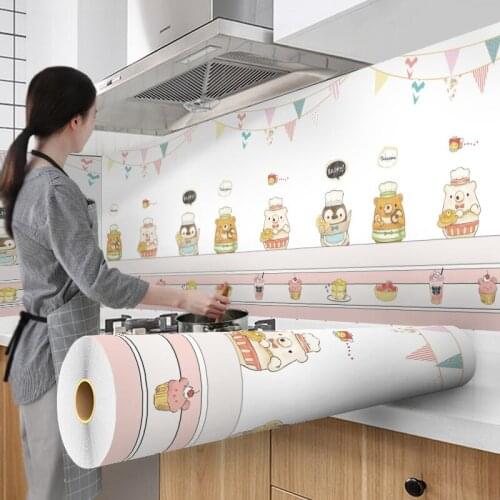 DIY Decorative Film PVC Self-Adhesive Wallpapers Kitchen Cartoon Modern Style Bedroom Desktop Waterproof Home Decors Furnitures