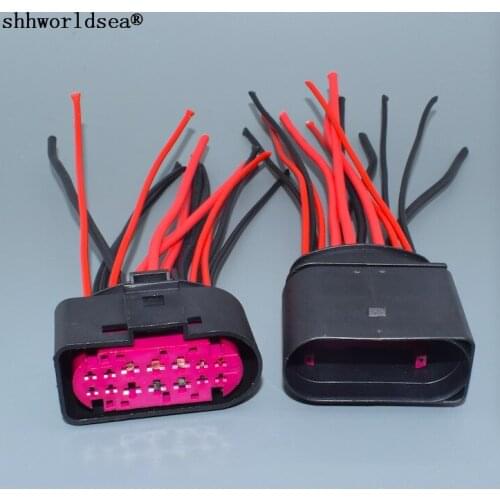 Worldgolden male female kit xenon 1.5mm/3.5mm headlights lamp-socket 14pin connector for VW 1J0973837 1J0973737 with wire