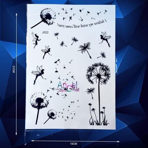 Hot Sale Fashion Dandelion Fairy Tales Designs Black Henna Temporary Tattoo Sexy Body Art Arm Elf Pattern Tattoo Stickers Makeup