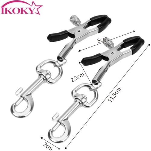 IKOKY 1 Pair Stimulator Teaser Games Sexy Breast Clamp Female Orgasm Nipple Clamps Sex Toy for Couples Metal Clips