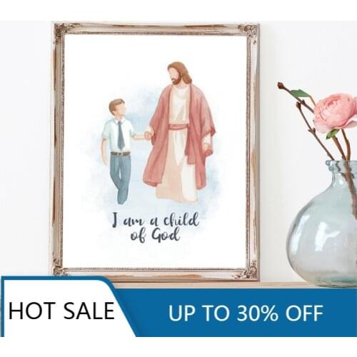 I am a child of God Prints Come Follow Me Jesus with children Wall Art Canvas Painting Posters Christian Aesthetic Home Decorati