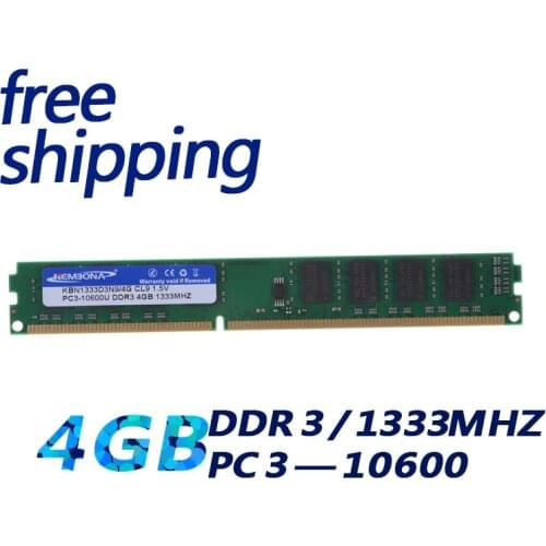 KEMBONA Factory Brand New Desktop DDR3 4gb 1333 PC10600 ram memoria double sided 16chips compatible with INTEL& A-M-D