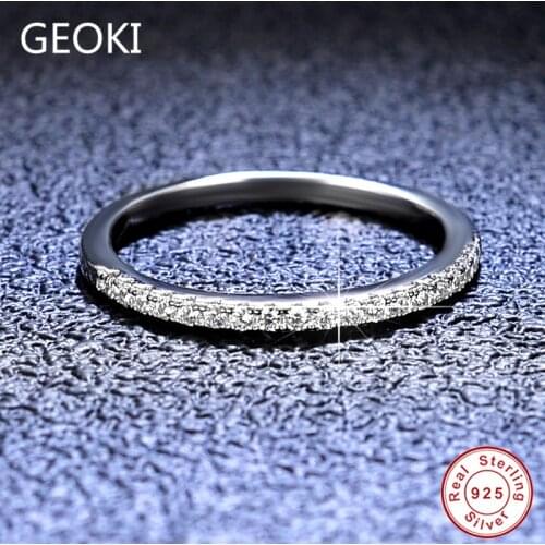 Geoki 925 Sterling Silver Perfect Cut Total 0.15 Ct Micro D Color VVS1 Moissanite Engagment Ring Women Luxury Wedding Jewelry