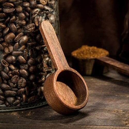 Short Handle Coffee Spoon Black Walnut Coffee Spoon Measuring Coffee Beans or Tea Spoon Household Kitchen Accessories