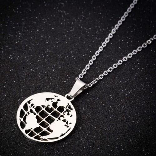 1pc Mini Globe Stainless Steel Charms Necklace Men Women Kids Making Jewelry Accessories Two Colors