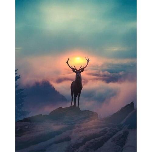 Full Square Round Diamond Painting Animals elk Kit 5D DIY Diamond Embroidery Rhinestones Mosaic Landscape deer Decoration CV245