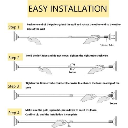 Tension Rod Curtain Shower Adjustable Rod Spring Tension Easy Installation 2019ing