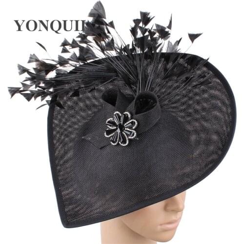 New Big Wedding Hat Women Bride Elegant Feather Fascinator Headwear Bridal Fashion Mariage Chapeau Cap With Hair Pin Accessories