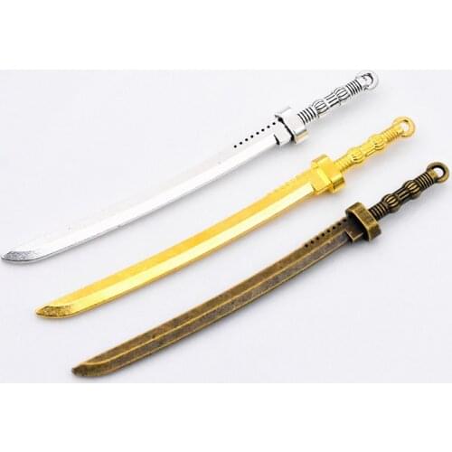 NEW 3pcs/lot 106x10mm Three Colors Plated Sword Charms Pendant DIY Handmade Jewelry Accessories