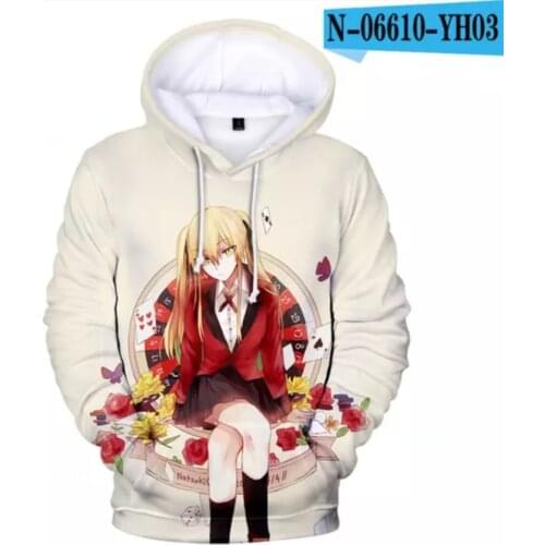 Novelty JP Anime Kakegurui Cosplay Cartoon 3D Hoodies Jabami Yumeko Sweatshirts Igarashi Sayaka COSPLAY Boys/girls /Kids Tops