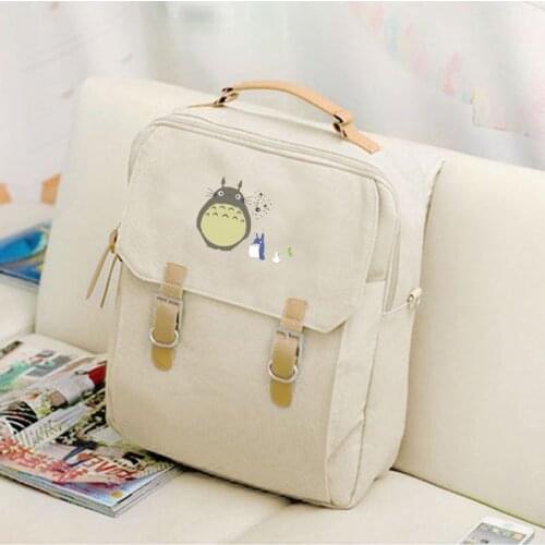 New Anime Totoro Canvas Laptop Backpack Kawaii Cartoon Student School Bag for Teenager Girl Women Travel Shoulder Bags Backpacks