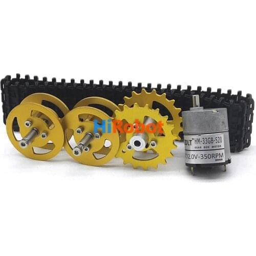 One Set of Track/Caterpillar Drive parts with 33GB520 Motor,metal wheel,tracks,etc.For tracked Tank car,DIY robot