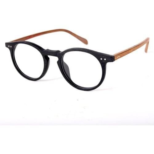 60s Vintage Wood Brown Oval Black Eyeglass Frames Full Rim Hand Made Glasses Spectacles Men Women Myopia Rx able Brand New