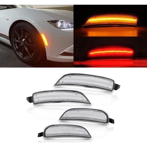Fits For Mazda MX-5 Miata 2016 2017 2018 2019 2020 F&R Amber Red Led Fender Side Marker Lights Auto Turn Signal Lamp