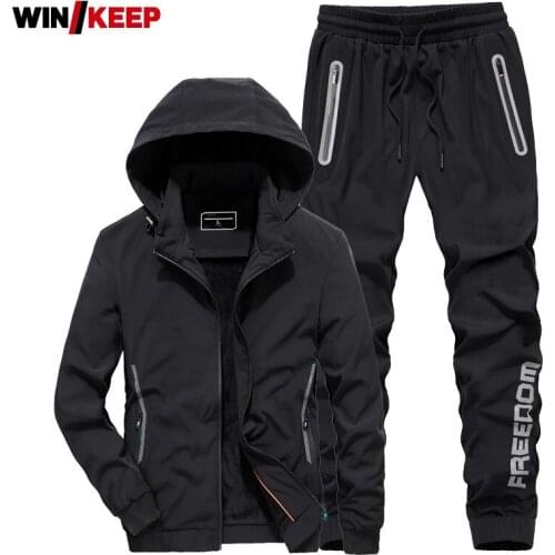 Casual Jogging Sports Suit Men Korean Style Hooded Jacket Spring Autumn Tracksuit New Male Trousers Two-Piece Sets Sportswear