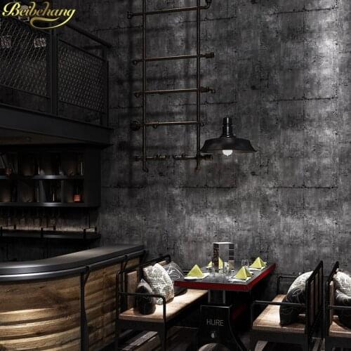 Beibehang Plain black gray cement wallpaper roll retro nostalgic restaurant bar clothing store industrial wall papers home decor