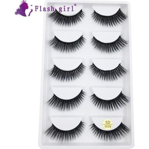 Flash Girl Individual Eyelash Extensions Fluffy Eyelashes 5 Pairs Makeup 5D Mink Natural Slender Eyelash
