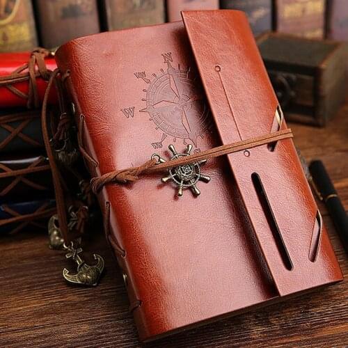 Retro Spiral Notebook Diary Notepad Vintage Pirate Anchors PU Leather Note Book Replaceable Stationery Gift Traveler Journal