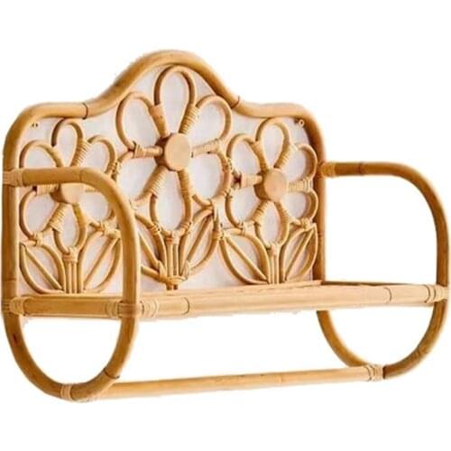 Rattan Wall Shelf Flower-Shaped Decor Storage Rack for Bathroom