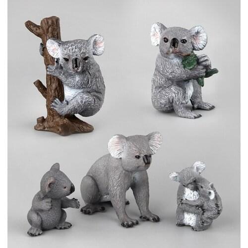 Gray Wild Animal Simulation Koala Family Model Action Figure Kids Toys Gift Home Decoration
