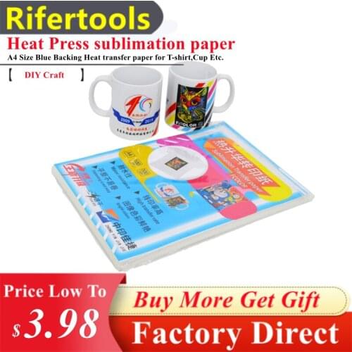 A4 Size Blue Backing Heat Transfer Paper Sublimation Paper For No-Pure Cotton Textile Ceramic, Polyester T-Shirt Hat Bag Mugs