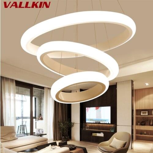 Modern Simple Living Dining Lamp Creative Chandeliers Lights Personality Round Ring LED Acrylic Chandelier Restaurant Lighting