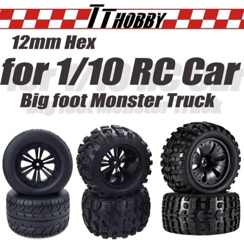 TTHOBBY 1/10 Wheels Tires 4PCS Monster Truck Tires 115mm 120mm 125mm Wheels Buggy for 1/10 RC Car Crawler Big Foot Traxxas Scx10