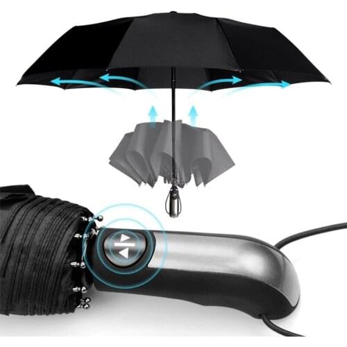 Wind Resistant Fully-Automatic Umbrella Rain Women For Men 3 Folding Gift Parasol Compact Large Travel Business Car 10K Umbrella