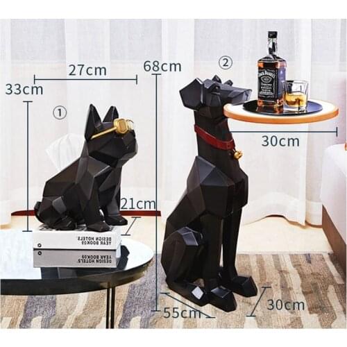 [VIP]Nordic Light Luxury dog Table Floor Decoration Doberman Living Room Sofa Home Decor Animal black blue tissue box Storage